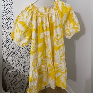 Yellow and white pattern shift dress